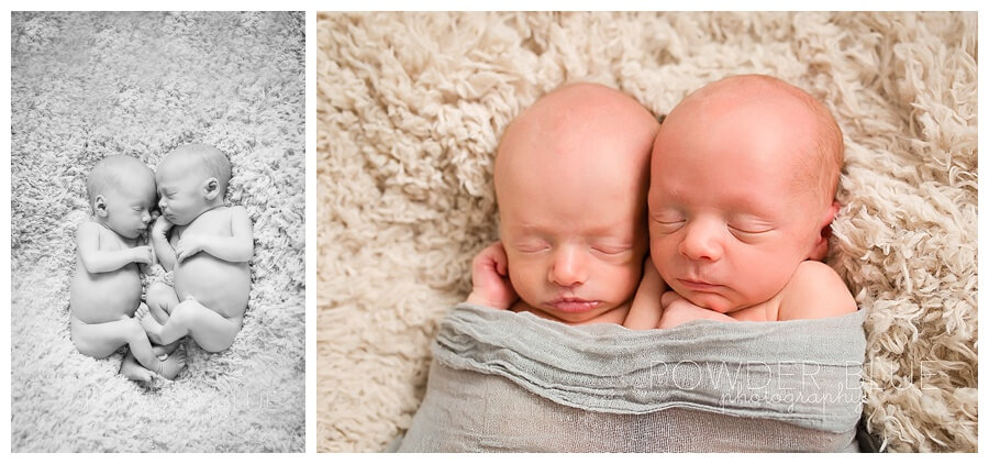 newborn twins on custom photo props blanket pittsburgh