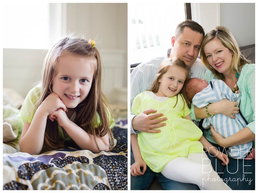 pittsburgh family photography in home lifestyle with newborn baby and six year old