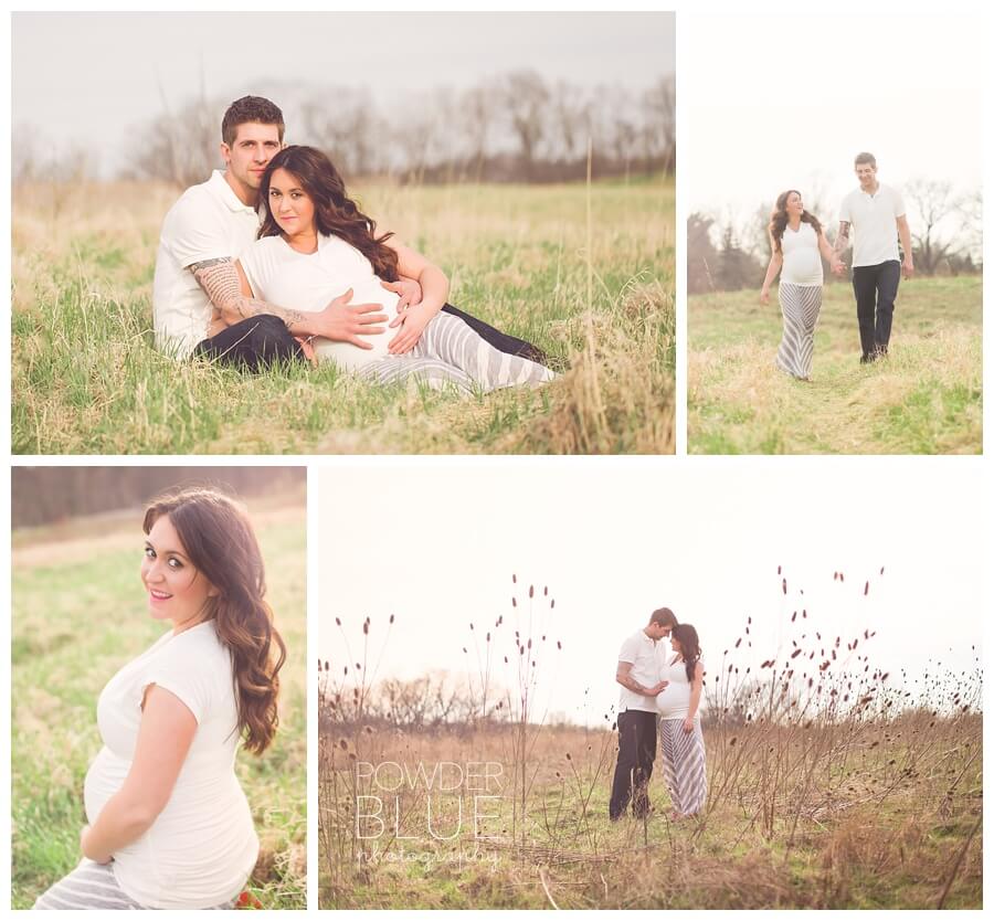 maternity portrait on location tall grassy fields and backlighting golden hour pittsburgh