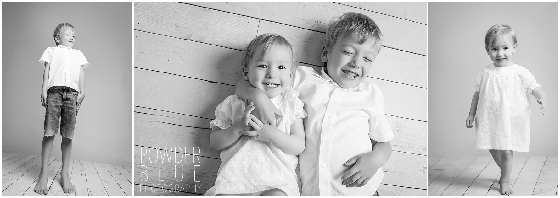 studio portrait kids on grey seamless backdrop