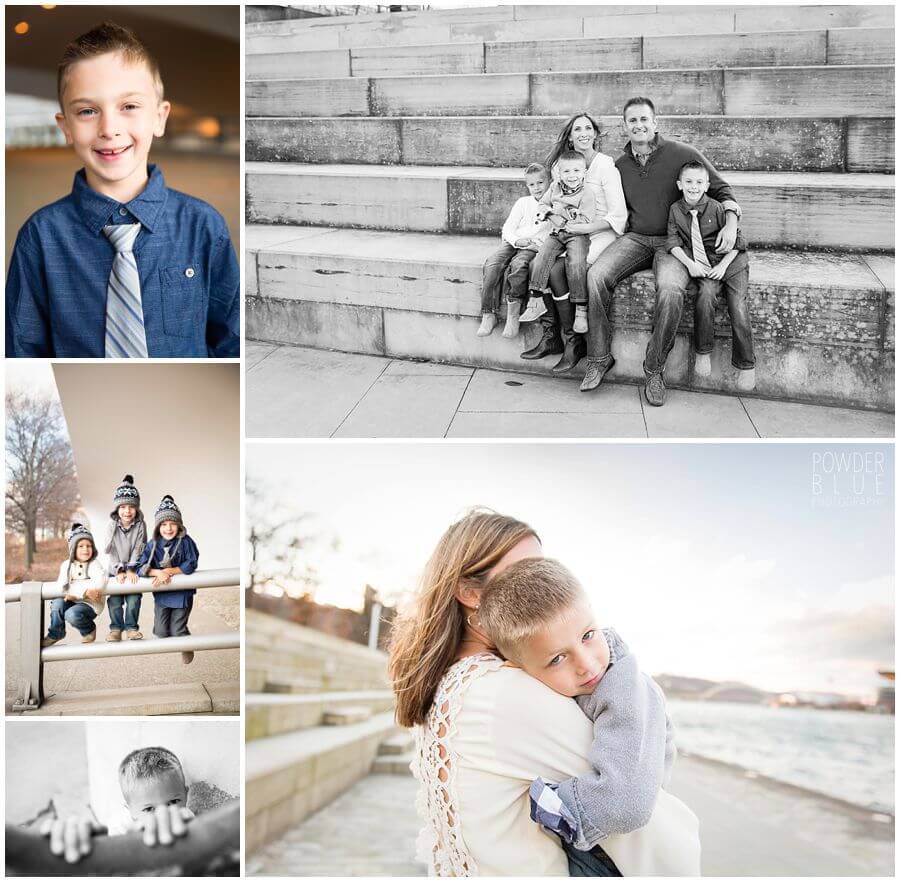 pittsburgh family portrait near yellow bridges and heinz field and point state park in pittsburgh