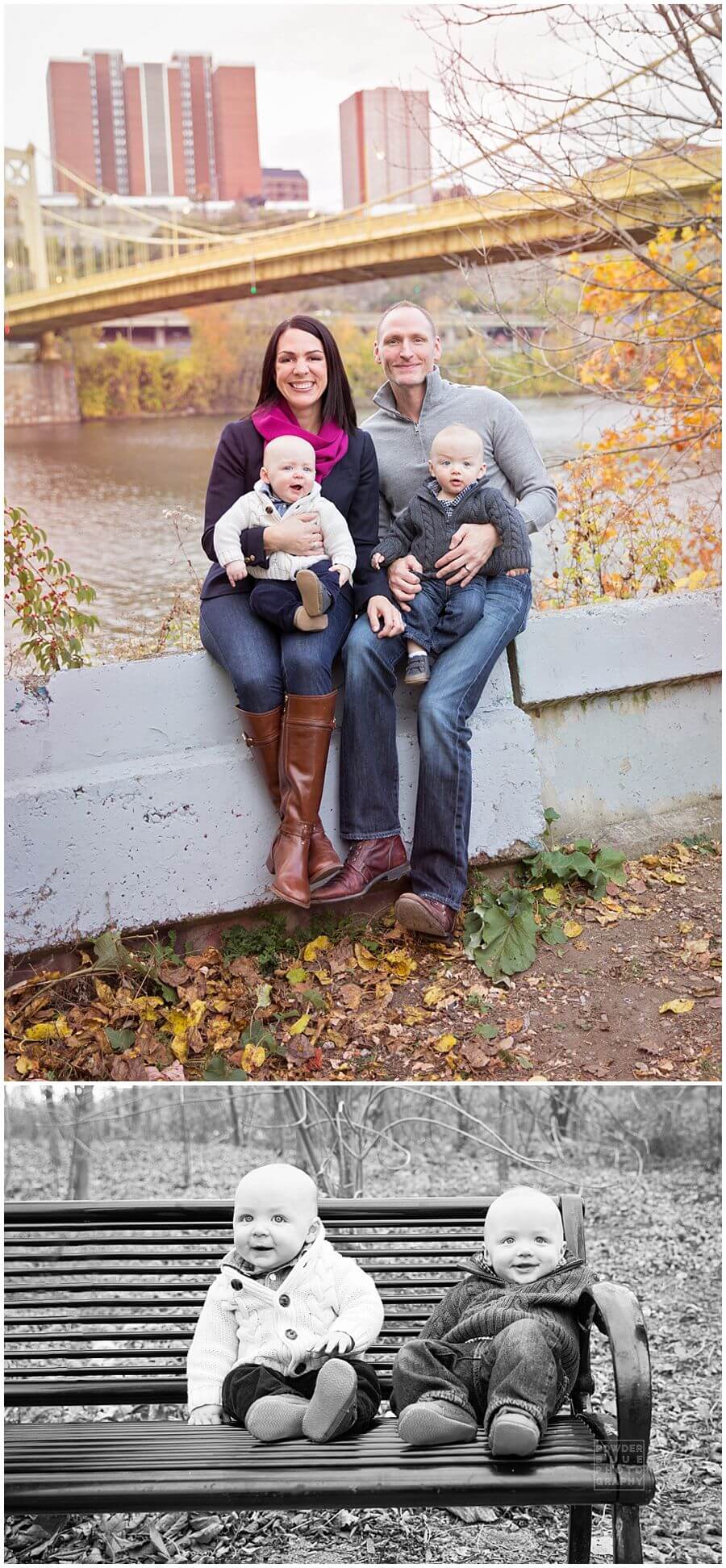 southside pittsburgh family portrait session twin boys waterfront