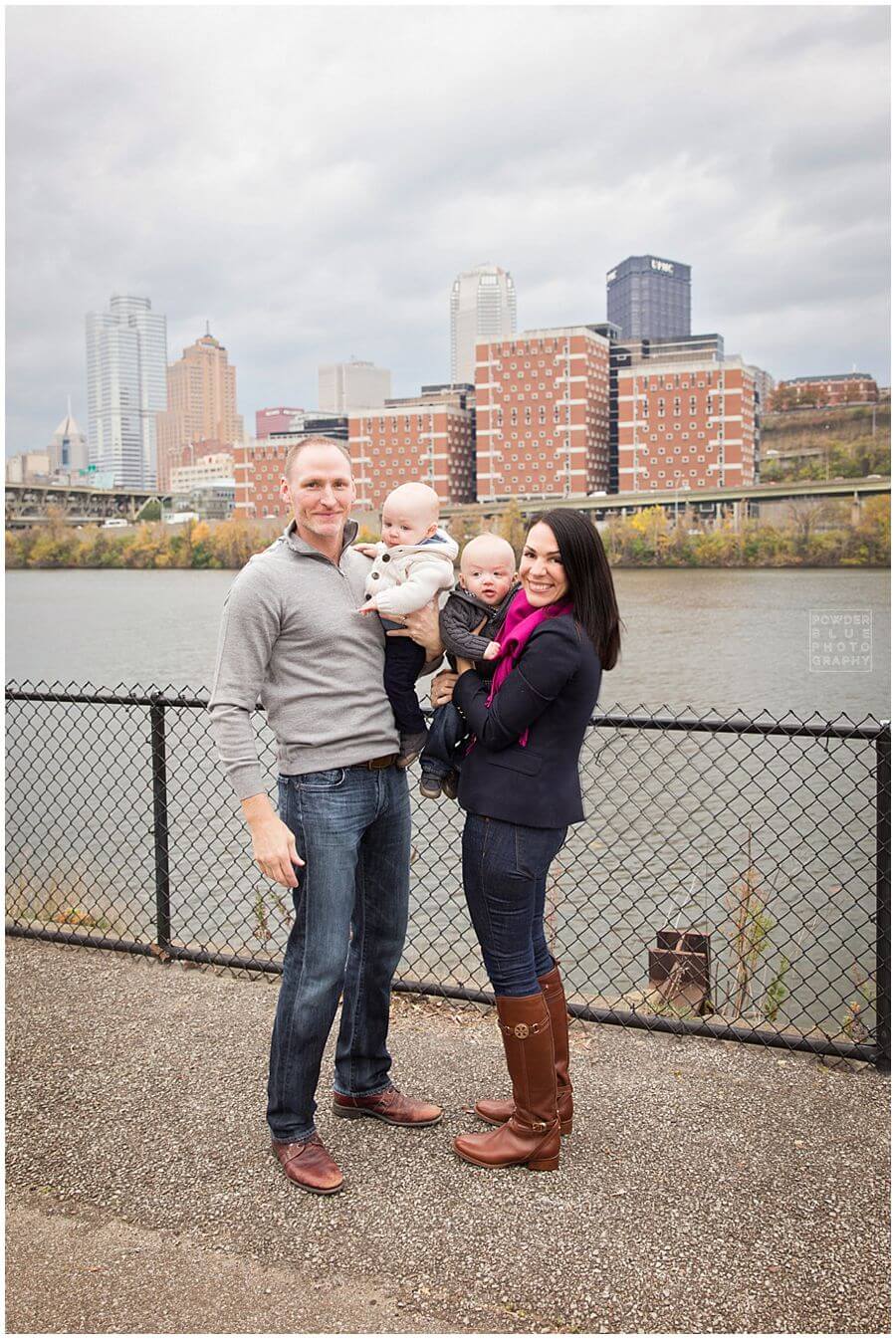 southside pittsburgh family portrait session twin boys waterfront