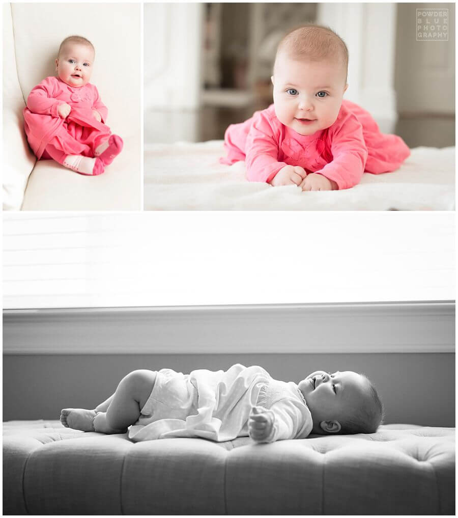 in home baby portrait 6 month old baby girl portrait session lifestyle