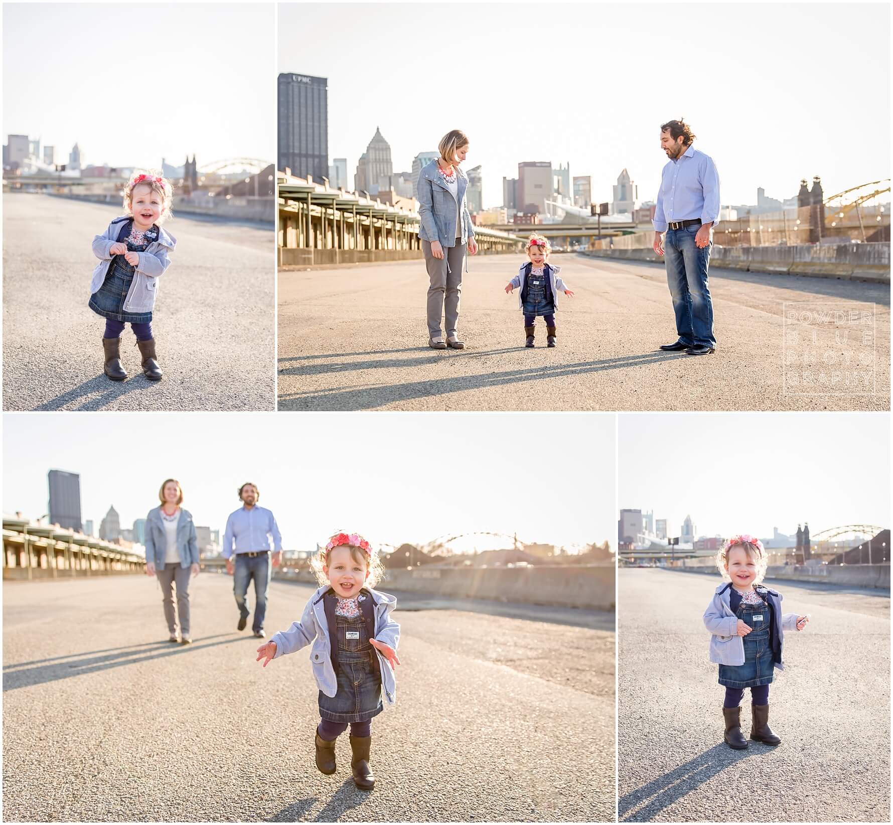 one year old outdoor portrait urban backdrop pittsburgh pennsylvania strip district