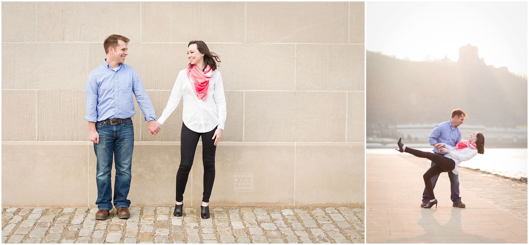 pittsburgh family portrait photographer COUple Portrait 1st anniversary point state park pittsburgh clemente 10th street bridge