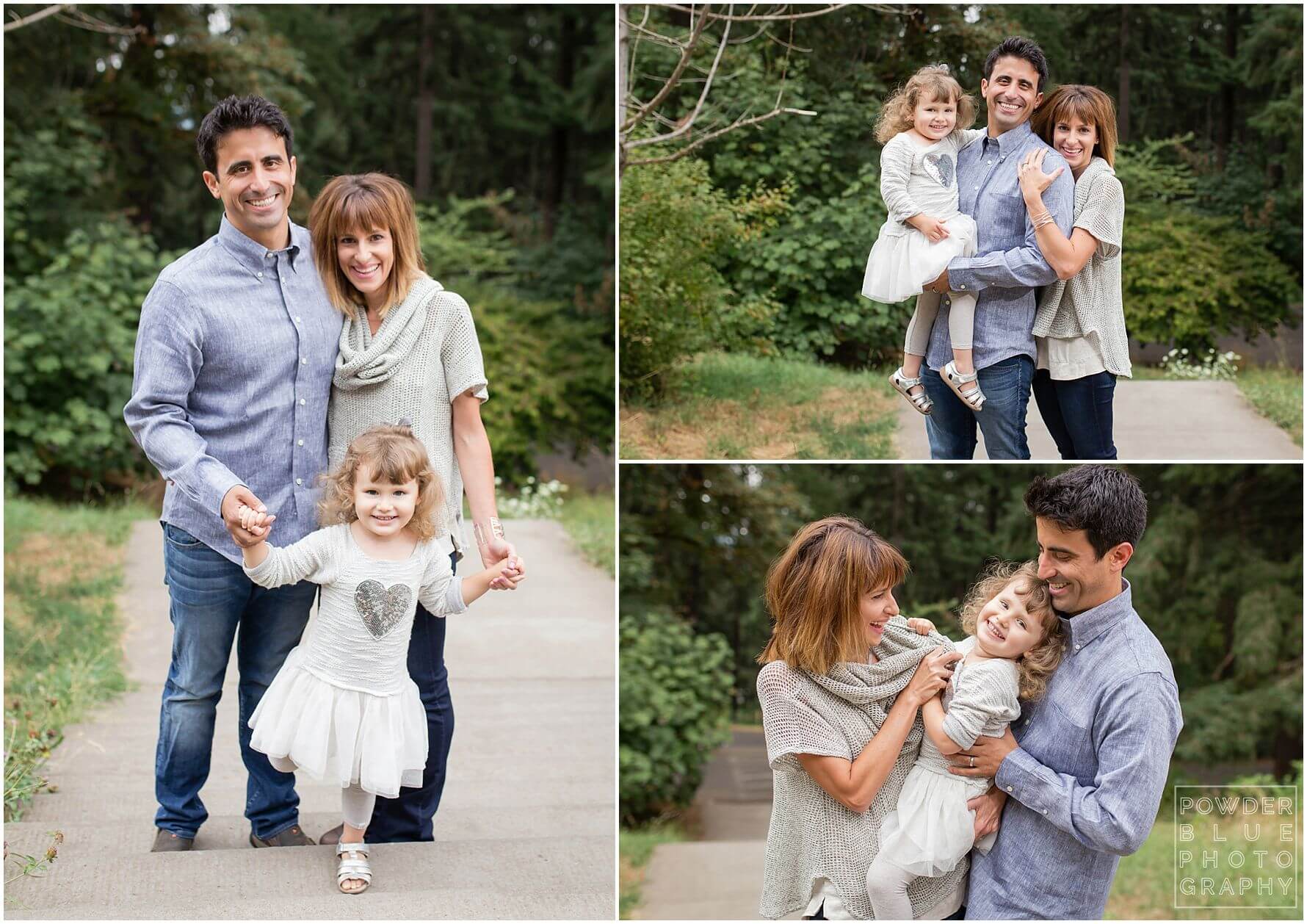 pittsburgh family photography family session at mt tabor park in portland oregon pine trees 3 year old girl butterfly wings