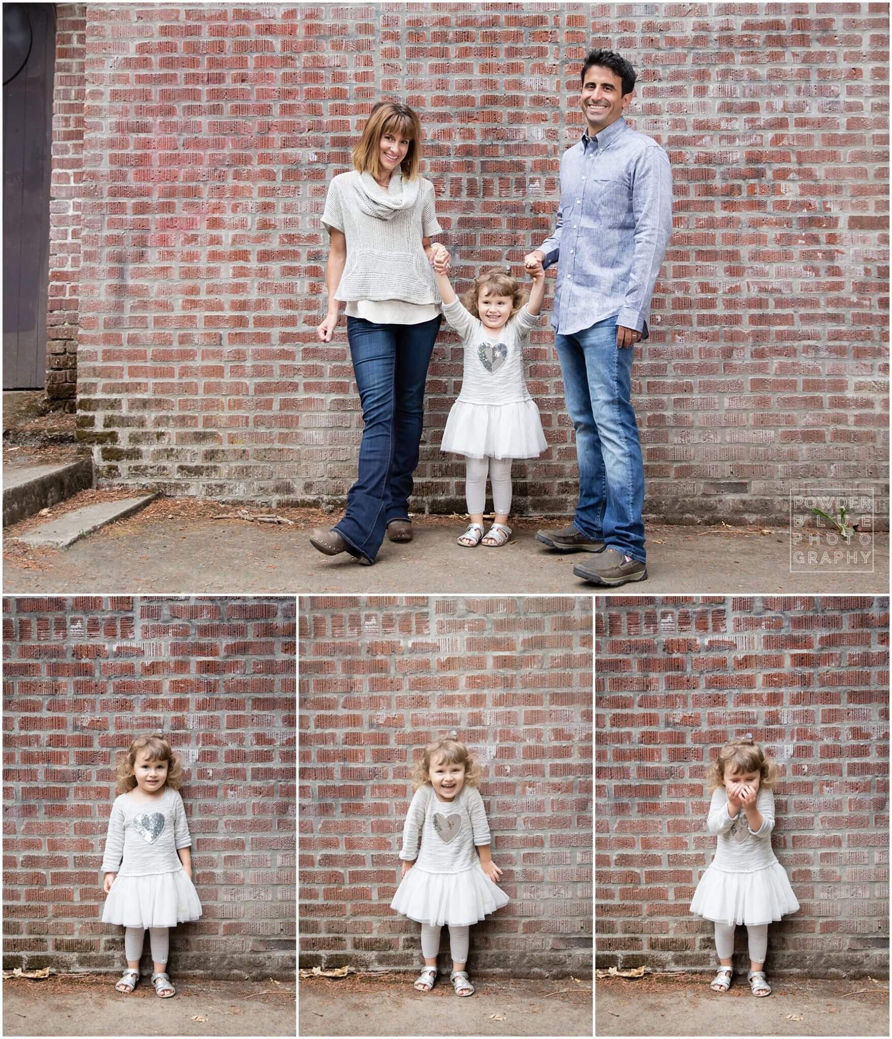 pittsburgh family photography family session at mt tabor park in portland oregon pine trees 3 year old girl butterfly wings