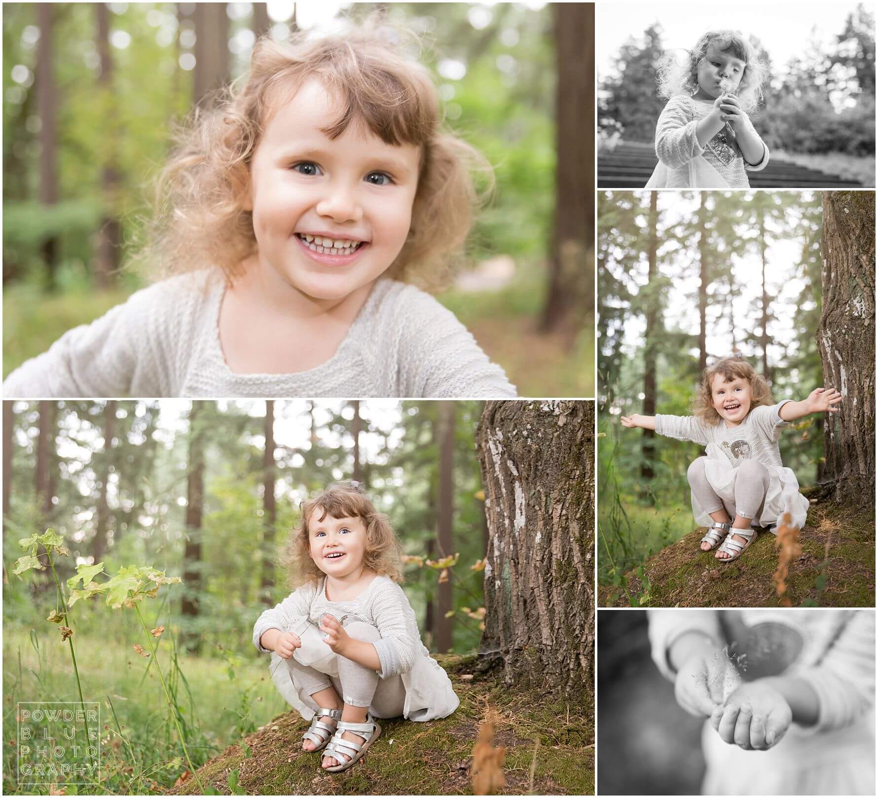 pittsburgh family photography family session at mt tabor park in portland oregon pine trees 3 year old girl butterfly wings