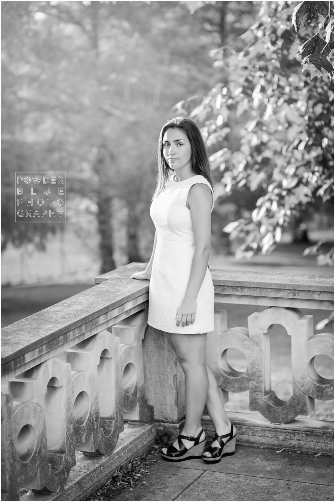 pittsburgh senior photography session at mellon park in pittsburgh black and white