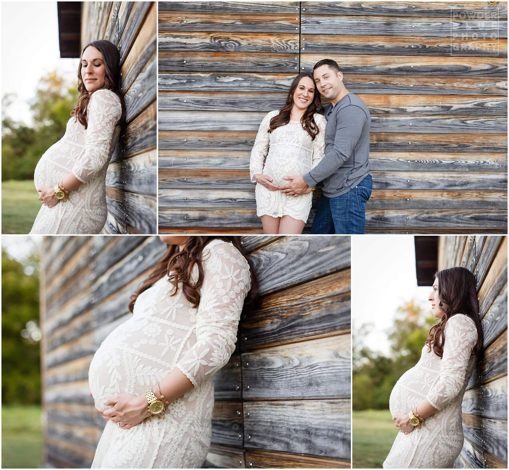 pittsburgh on location maternity session with woman in white lace dress at 33 weeks pregnant. South Hills Pittsburgh Maternity Photographer Missy Timko at Powder Blue Photography.