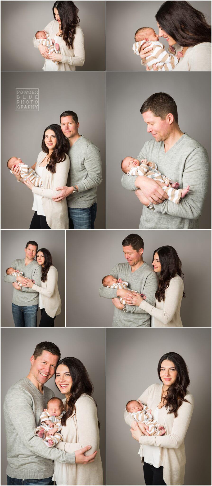 pittsburgh newborn photographer, 10 day old baby boy in studio lifestyle newborn session, neutral brown blanket and grey seamless savage paper backdrop