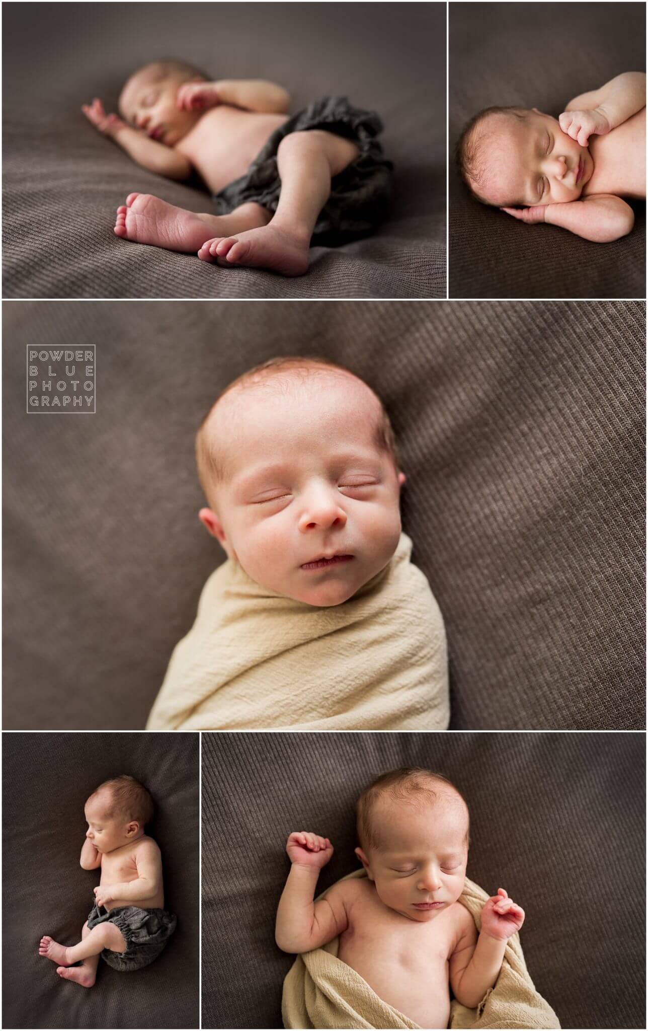 pittsburgh newborn photographer, 10 day old baby boy in studio lifestyle newborn session, neutral brown blanket and grey seamless savage paper backdrop