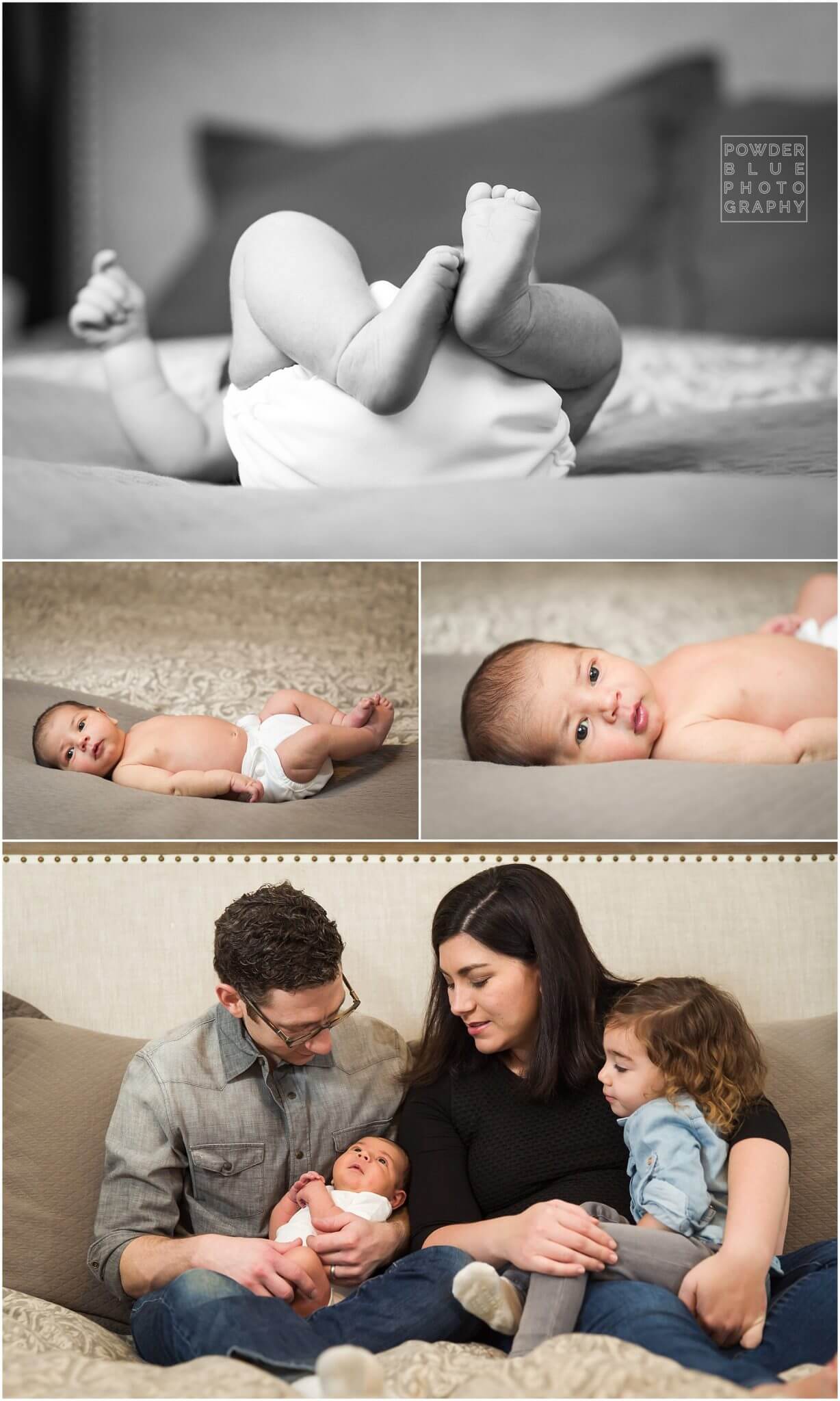 black and white lifestyle newborn session with image of baby's feet. in home lifestyle newborn session at shady side home in pittsburgh. in home lifestyle session using canon 600 ex-rt speedlites.