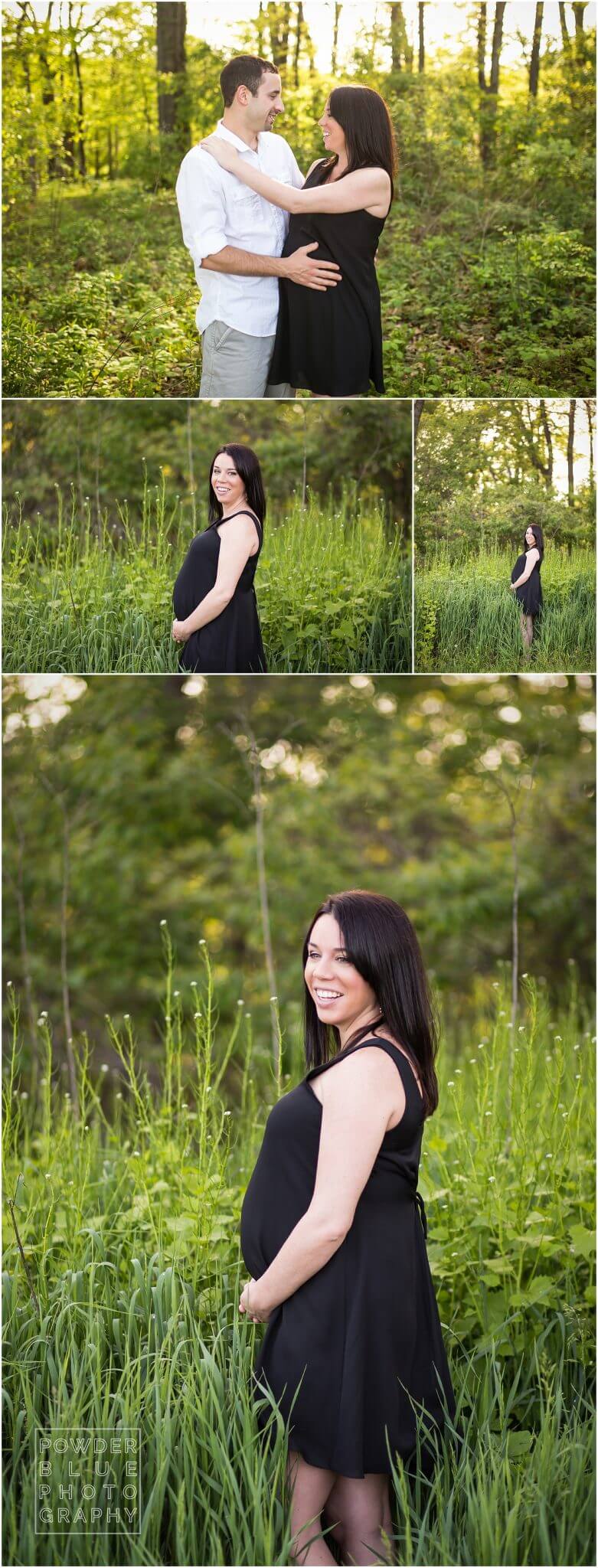 pittsburgh maternity photographer. maternity portrait session in natural setting with tall grasses and hazy sunset backlighting.