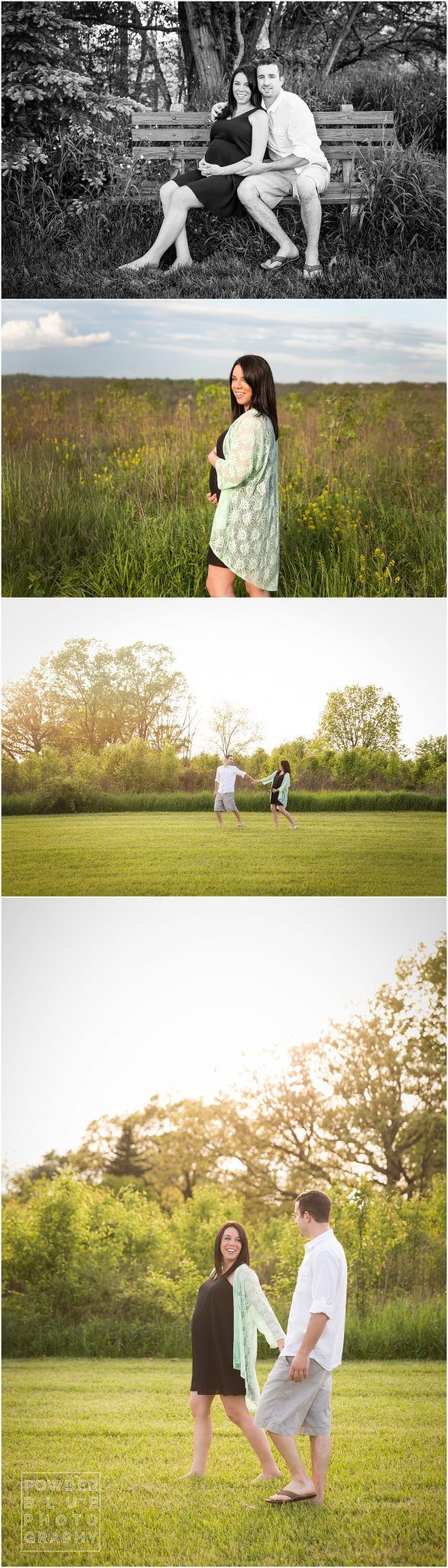 pittsburgh maternity photographer. maternity portrait session in natural setting with tall grasses and hazy sunset backlighting.