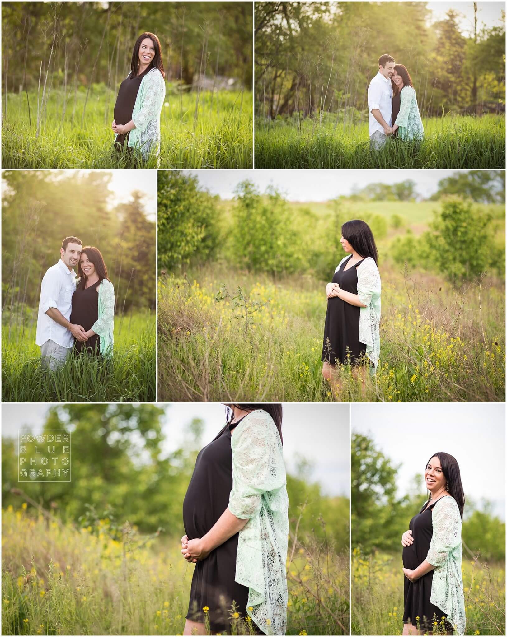 pittsburgh maternity photographer. maternity portrait session in natural setting with tall grasses and hazy sunset backlighting.