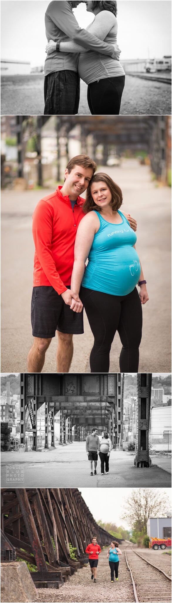 pittsburgh maternity photography session. fitness themed maternity photography portrait session overlooking pittsburgh skyline.