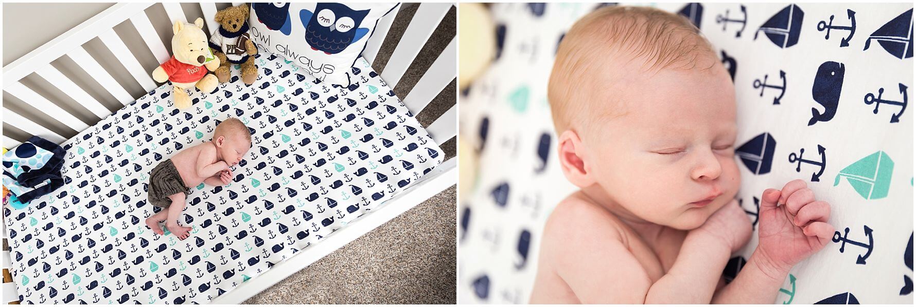 pittsburgh newborn photographer, lifestyle newborn session in pittsburgh . baby boy in nautical themed nursery,