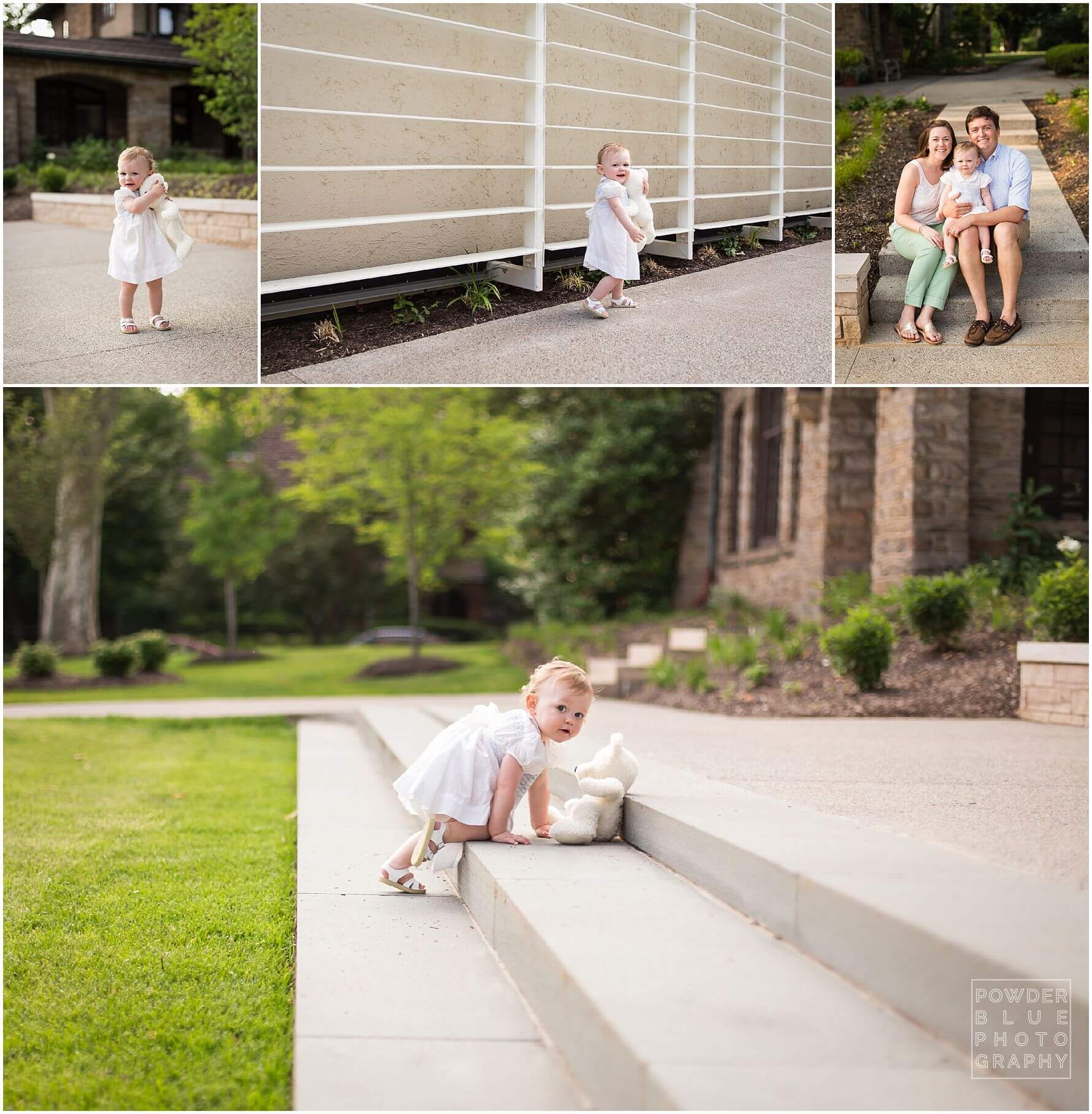 pittsburgh family photography session at frick art and historical center in pittsburgh, pa.  12 month old baby girl and family.