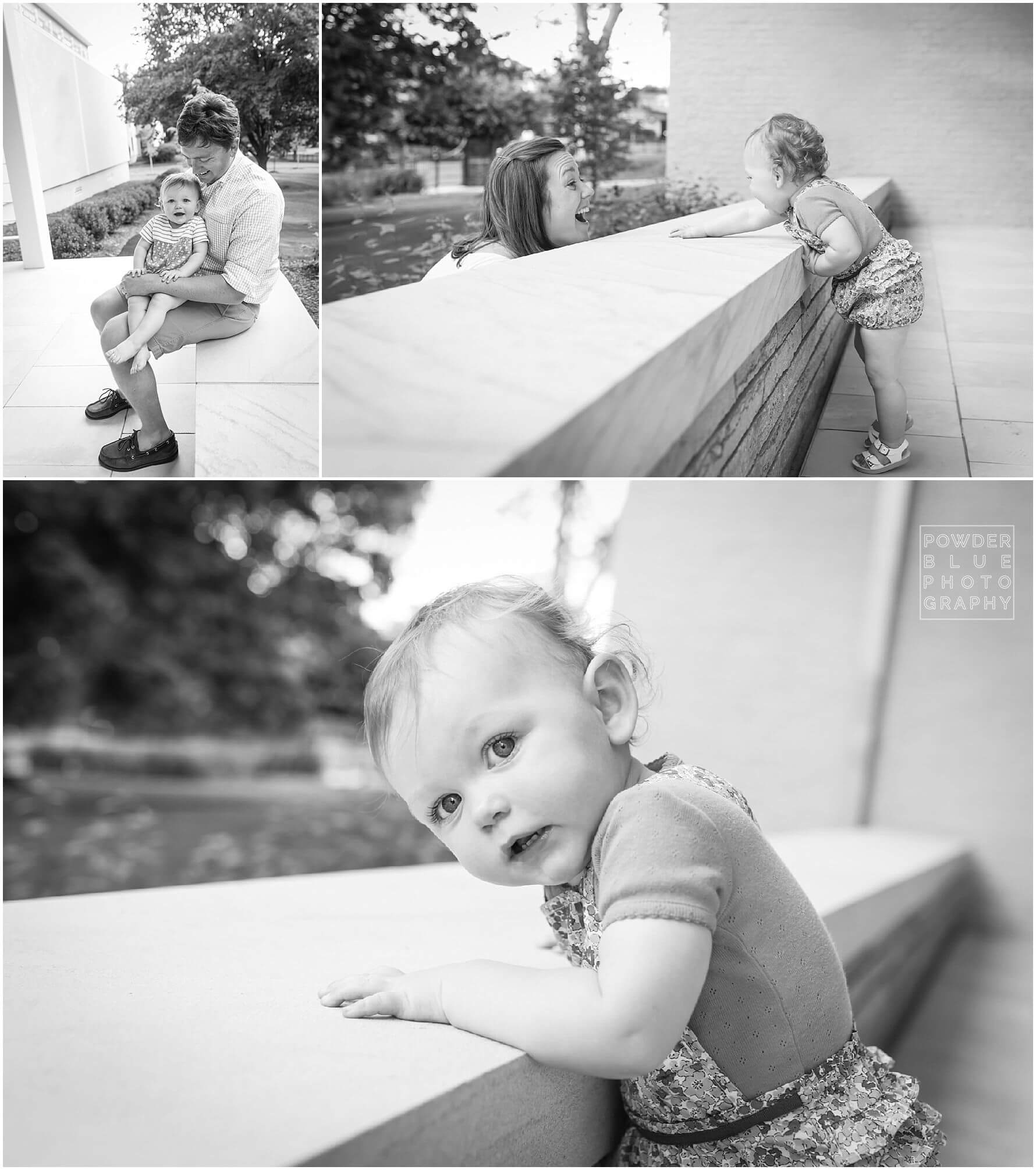 pittsburgh family photography session at frick art and historical center in pittsburgh, pa.  12 month old baby girl and family.
