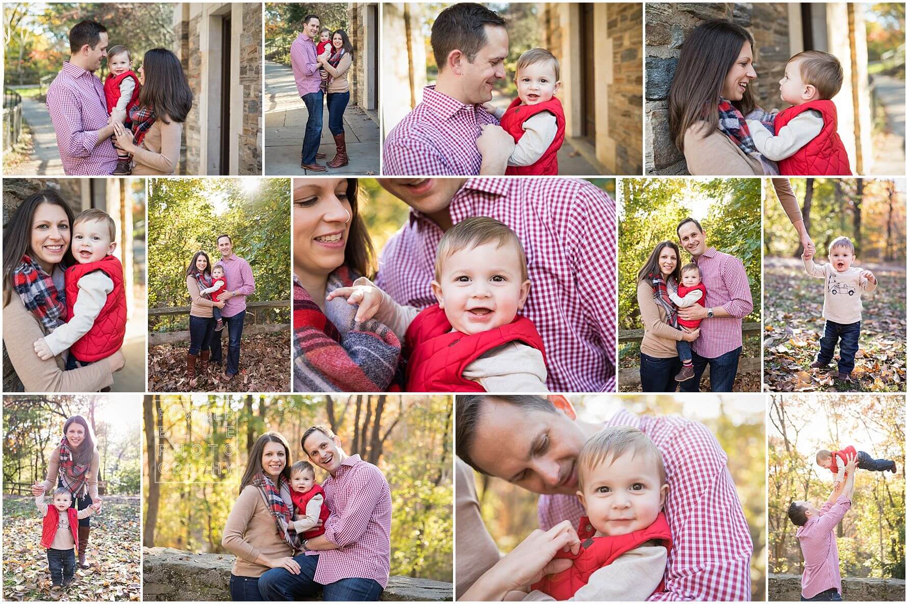 pittsburgh family photographer fall mini sessions in pittsburgh, pa at frick park with green and yellow fall leaves