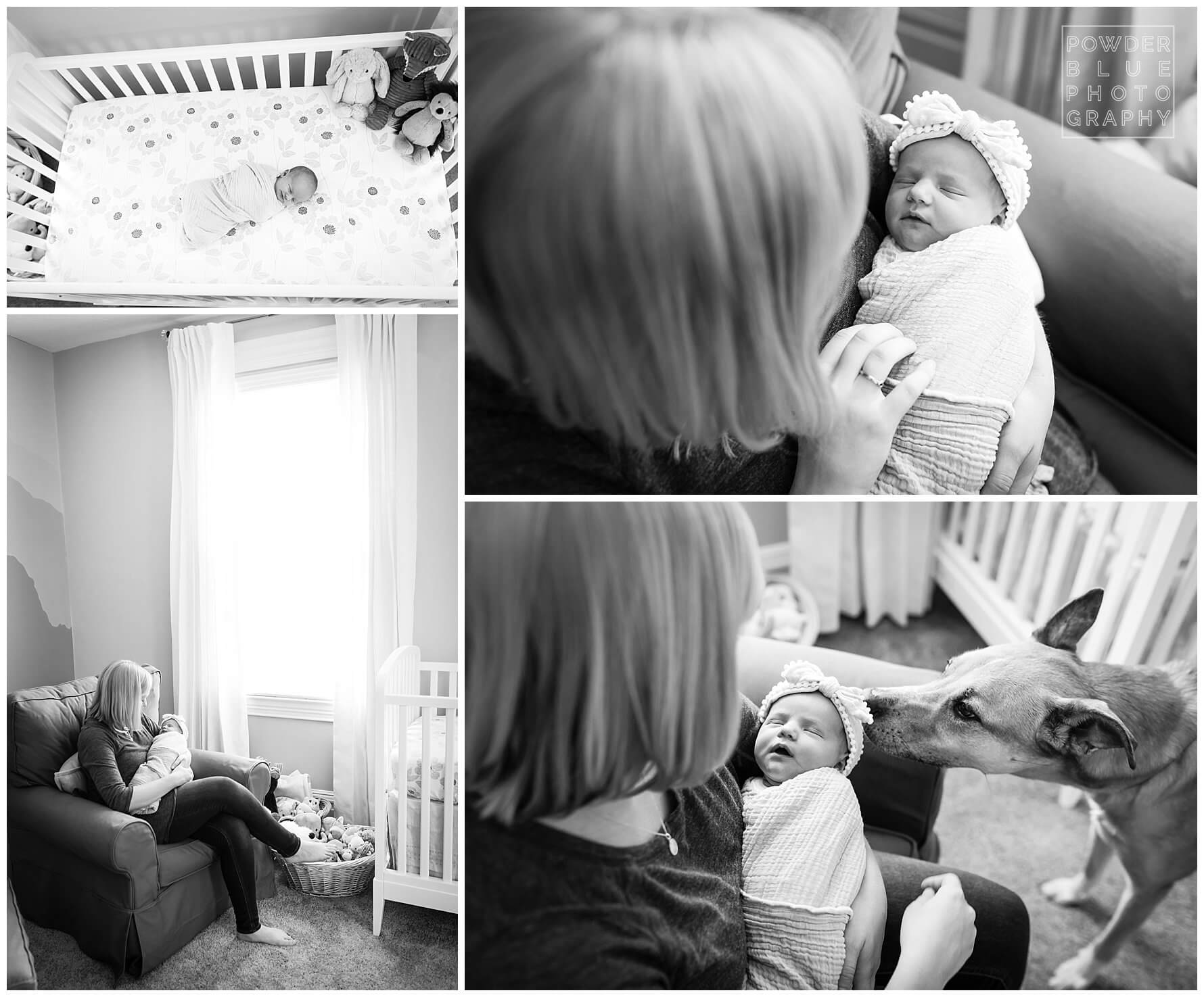 pittsburgh newborn photographer. simple, natural newborn portrait in client home. black and white. nursery. no props.