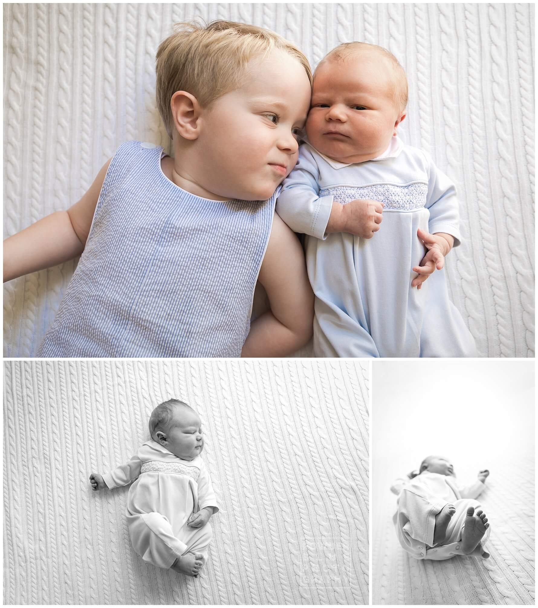 newborn, blue and white, brothers