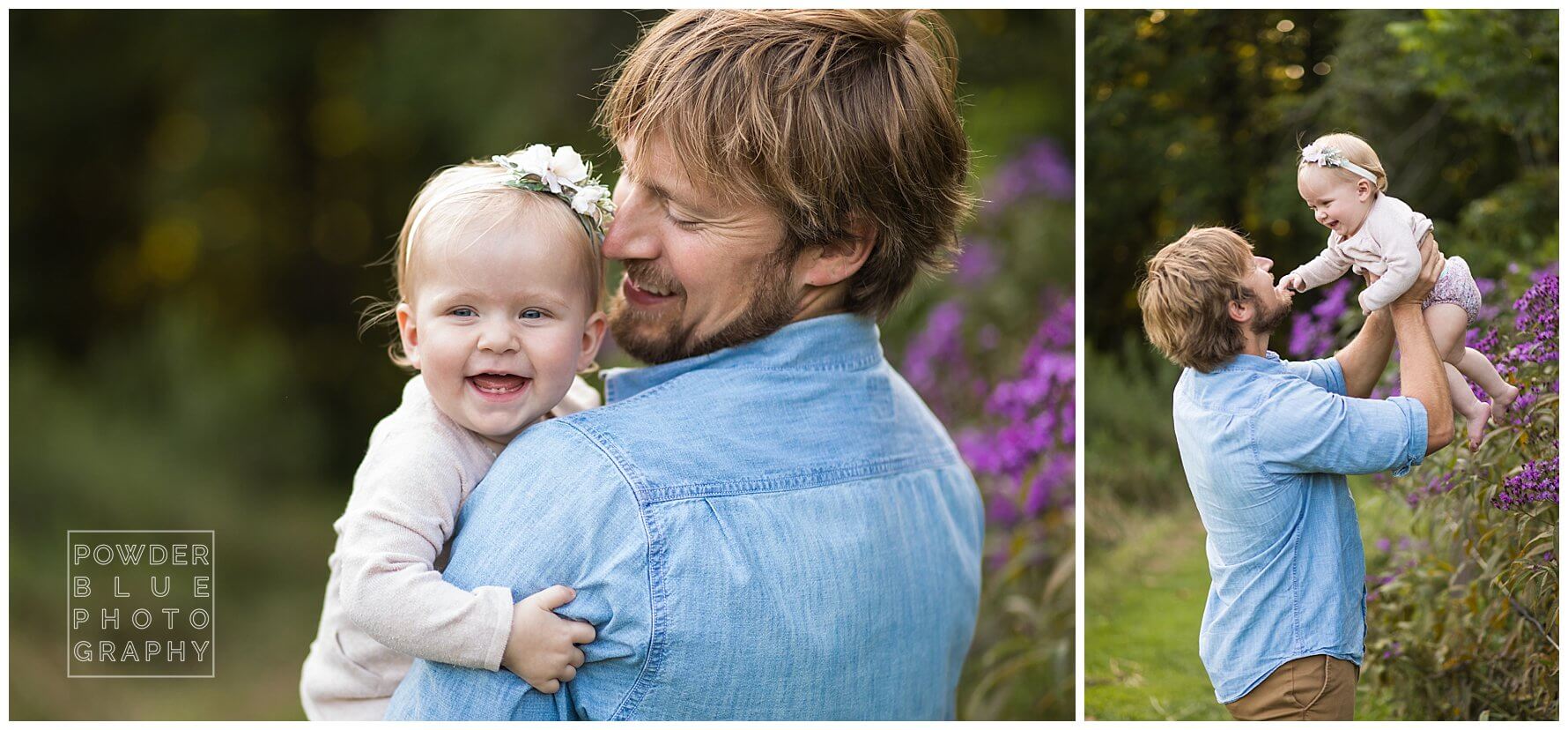 outdoor family portraits. neutral outfit ideas for family portraits. chambray pink white.