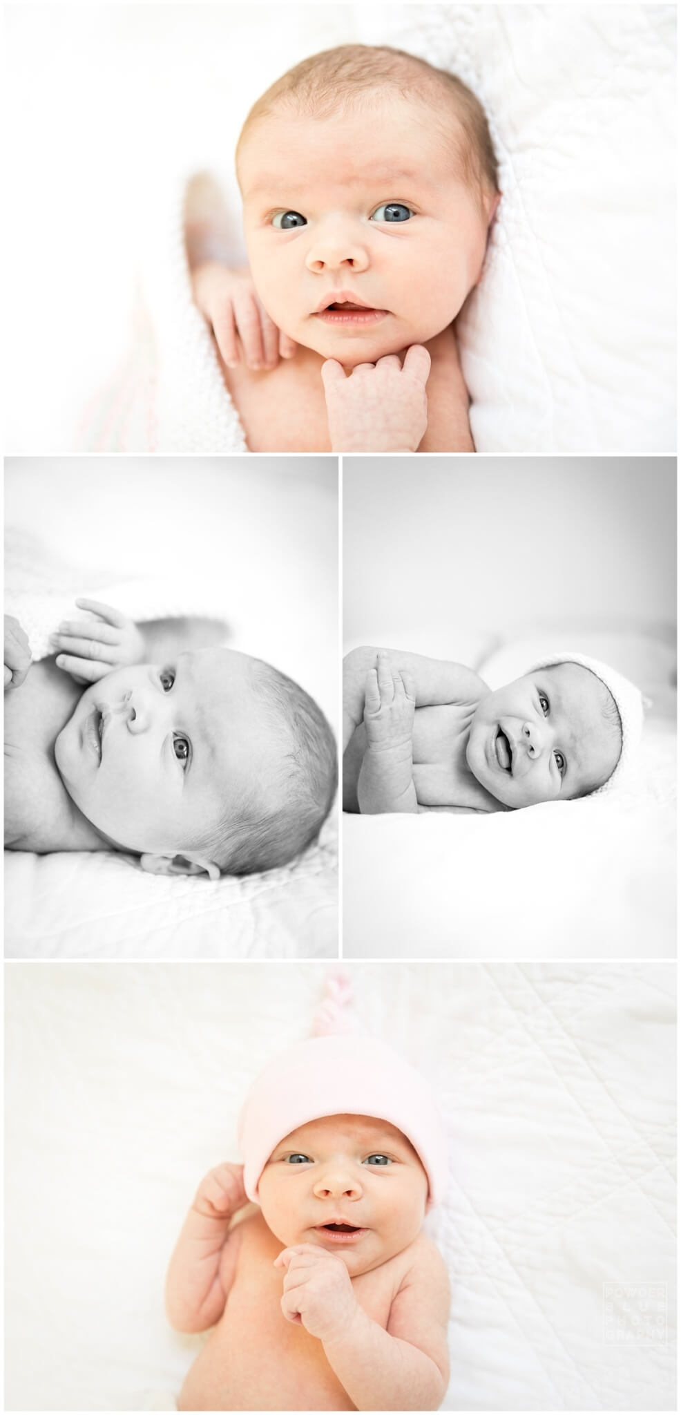 newborn baby girl lying on bed lifestyle photography pittsburgh